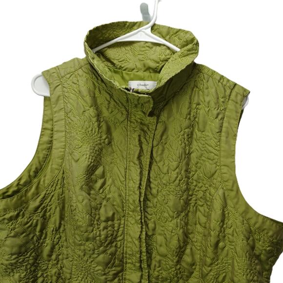CJ Banks Quilted Vest /Women’s Plus Sz 1X/ Full Zip/ Chartreuse/ Classic Sporty/ - Picture 2 of 8